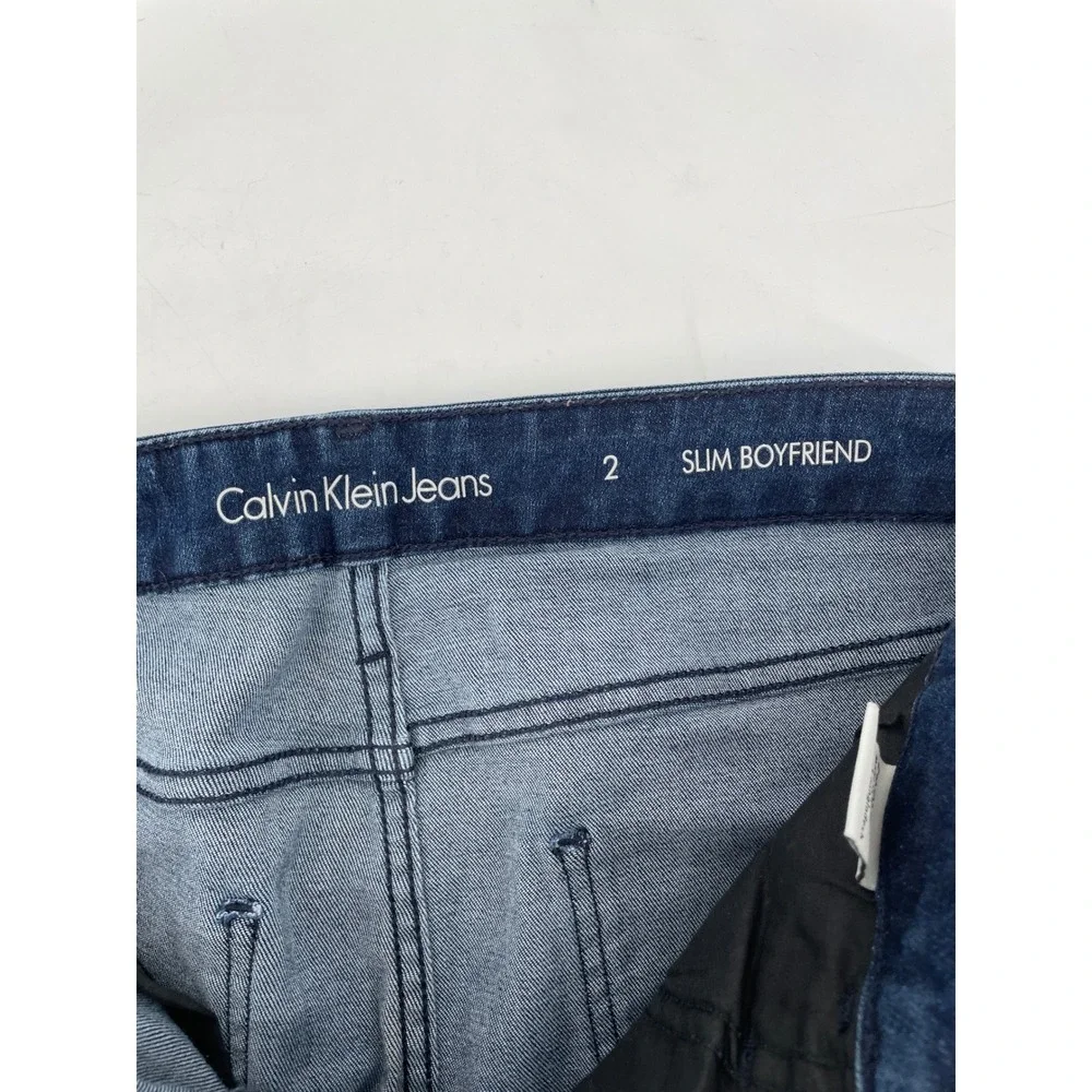 Calvin Klein‎ Jeans Slim Boyfriend Women 2 Blue Dark Wash Stretch Denim